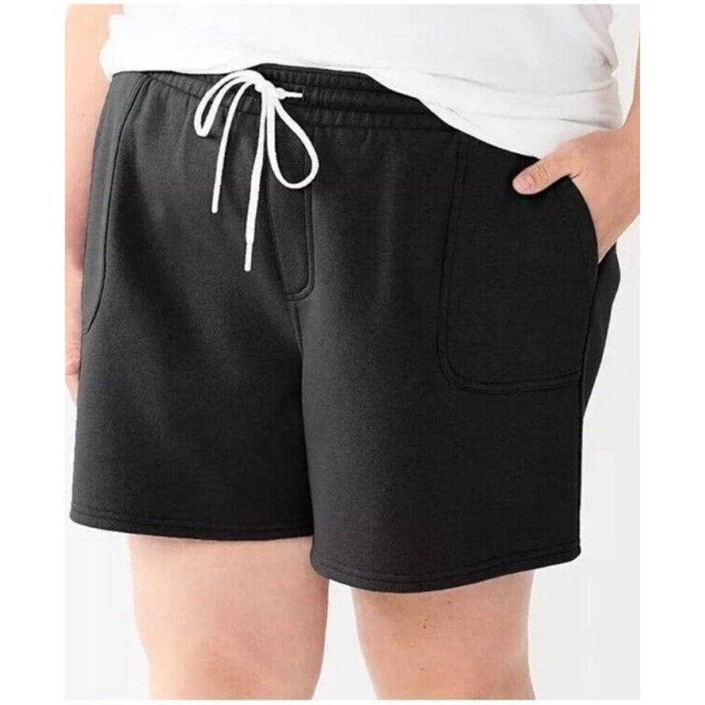NWT Sonoma Fleece Elastic Drawstring Waist Shorts Black Women’s Sz 4X